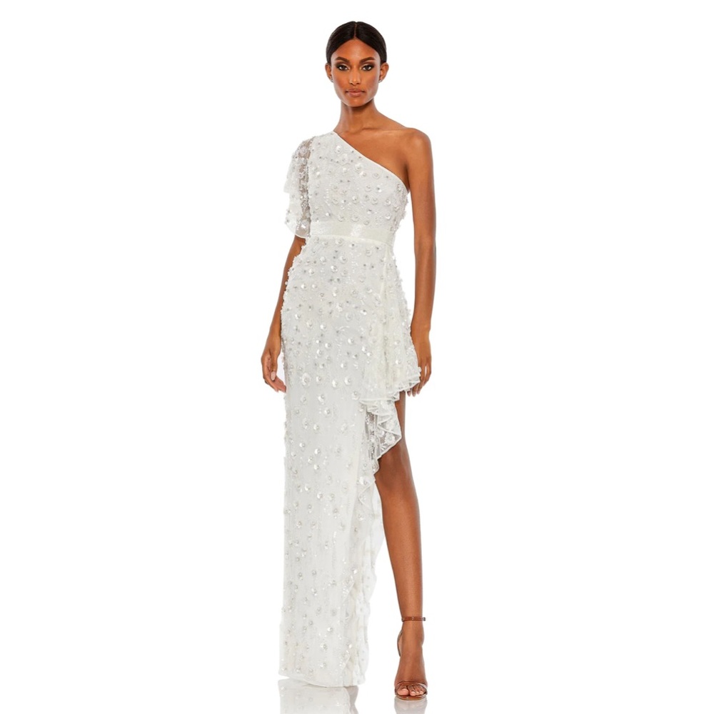 Mac Duggal Gown Dress Size 6 One Shoulder Embellished Dress Floral 93687 $598